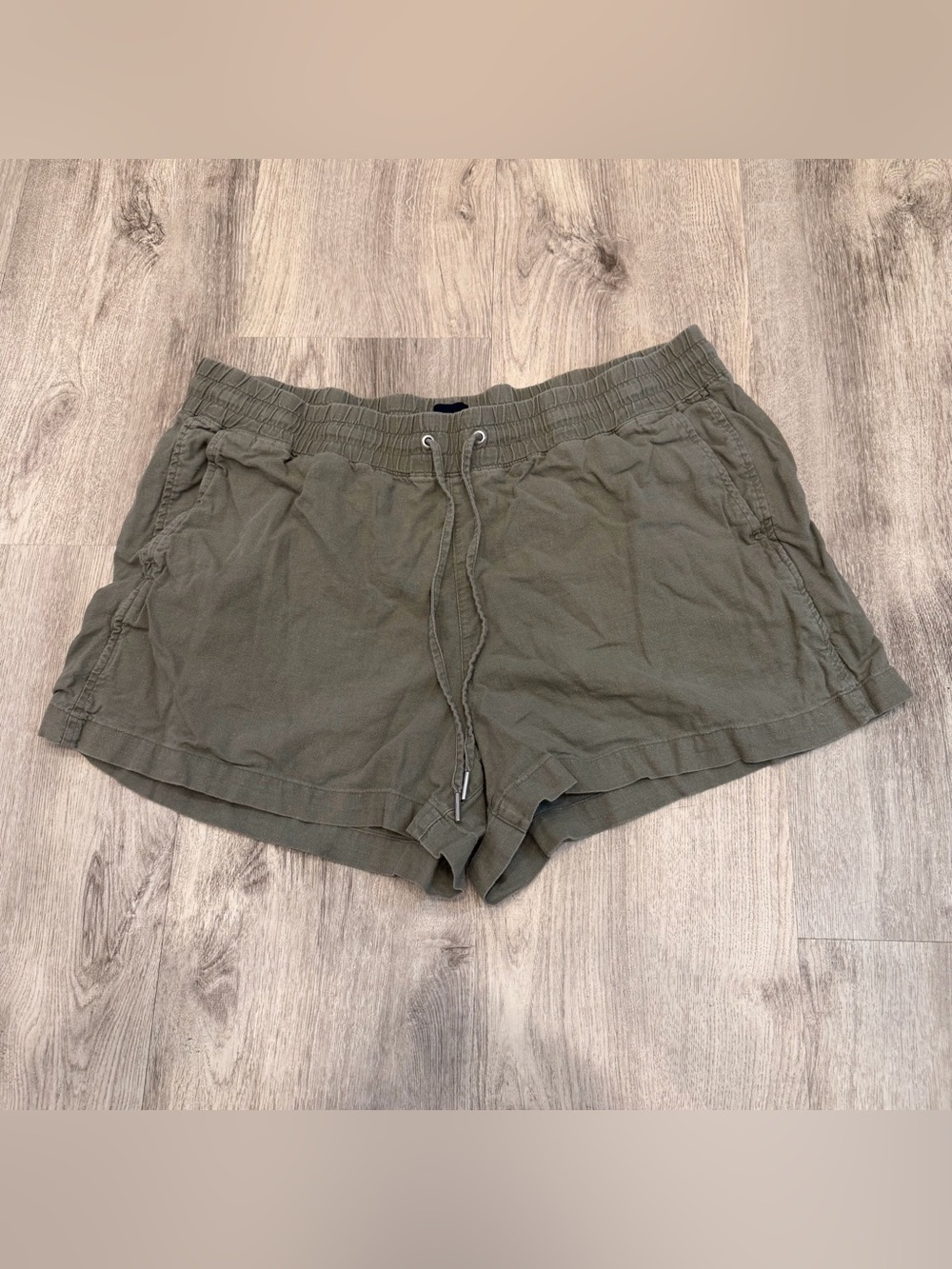 Gap Olive Green Linen Blend Pull-On Shorts Size XL